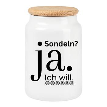 Sondeln_ja-J-veux - Boîte à biscuits avec couvercle en bois - blanc - Devant
