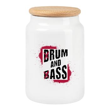 Drum and Bass | Rum and Ass - Cookie Jar with Wooden Lid - white - Front