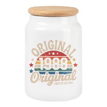 1988 Vintage Limited Edition Gift 1988 - Cookie Jar with Wooden Lid - white - Front