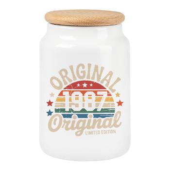 1987 Vintage Édition limitée Cadeau 1987 - Boîte à biscuits avec couvercle en bois - blanc - Devant