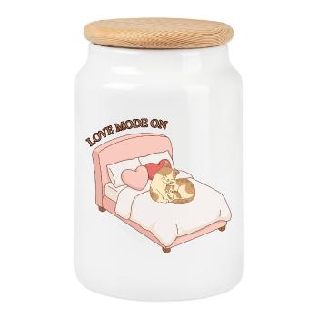 Love Mode on - Katzenliebe - Keksdose mit Holzdeckel - Weiß - Vorne