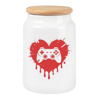 Videospiele Lustiger Valentinstags-Gamer - Keksdose mit Holzdeckel - Weiß - Vorne