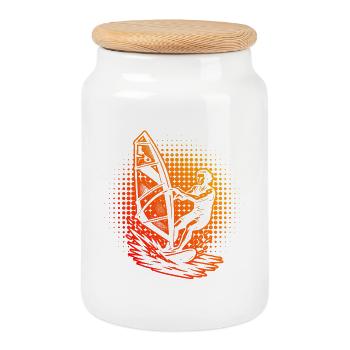 Compact windsurfing design for windsurfing - Cookie Jar with Wooden Lid - white - Front