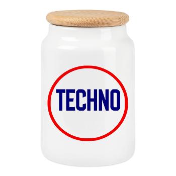 Techno Pulse Circle Logo - Keksdose mit Holzdeckel - Weiß - Vorne