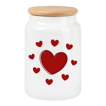 rotes Herz rot Geschenk Valentinstag - Keksdose mit Holzdeckel - Weiß - Vorne