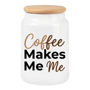 Le café fait de moi moi - Dit amoureux du café - Boîte à biscuits avec couvercle en bois - blanc - Devant