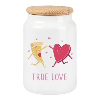 True Pizza Love - Cookie Jar with Wooden Lid - white - Front