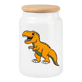 Dino  - Keksdose mit Holzdeckel - Weiß - Vorne