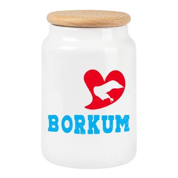 Borkum Island I LOVE BORKUM Funny - Cookie Jar with Wooden Lid - white - Front