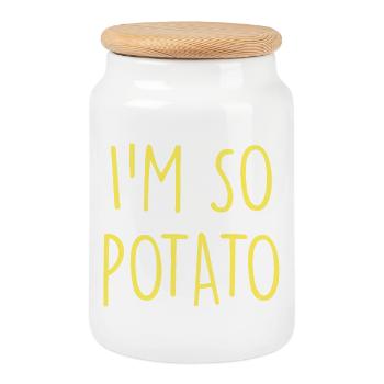 Potato Kartoffel - Cookie Jar with Wooden Lid - white - Front