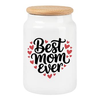 Meilleure maman de tous les temps - Boîte à biscuits avec couvercle en bois - blanc - Devant