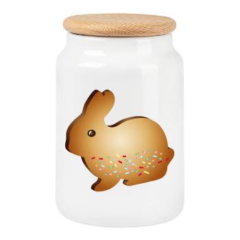 Easter bunny biscuit motif with colourful sugar sprinkles - Cookie Jar with Wooden Lid - white - Front