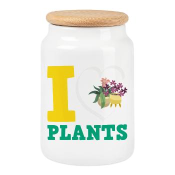 Plant Lover Love Plants Gardener - Cookie Jar with Wooden Lid - white - Front