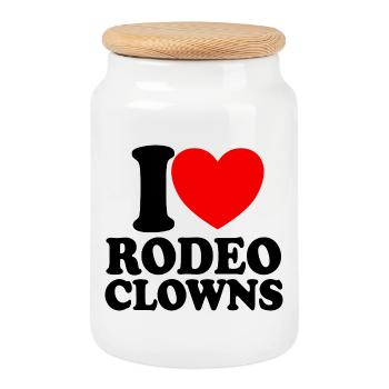 Ich liebe Rodeo-Clowns, Red Heart Rodeo-Clowns - Keksdose mit Holzdeckel - Weiß - Vorne