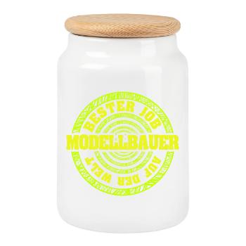 Gift for model builder - Cookie Jar with Wooden Lid - white - Front