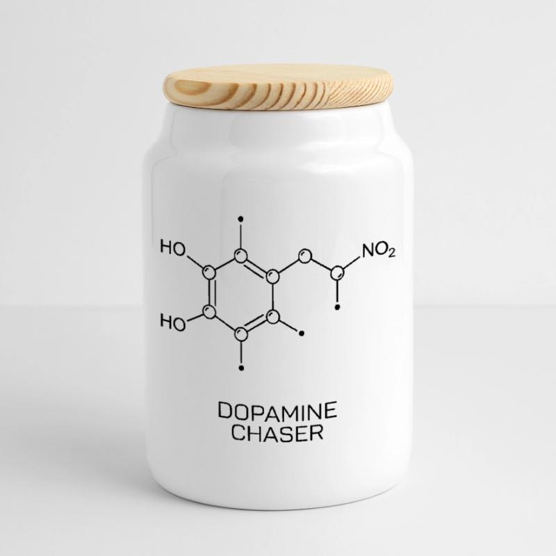 Dopamine Chaser Molecule Cookie Jar with Wooden Lid