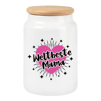 La meilleure maman du monde Meilleure maman Merci maman Maman Maman - Boîte à biscuits avec couvercle en bois - blanc - Devant