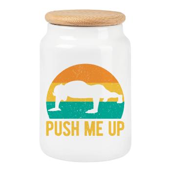 Les passionnés de fitness me poussent vers le haut gymnase de calistnique - Boîte à biscuits avec couvercle en bois - blanc - Devant
