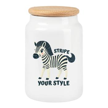 Zèbre élégant - Boîte à biscuits avec couvercle en bois - blanc - Devant