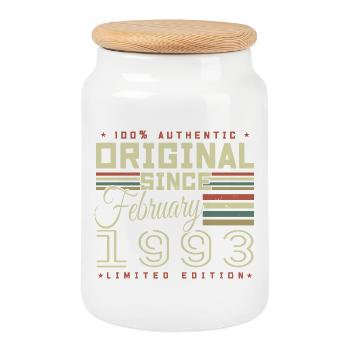 Awesome since February 1993 - Cookie Jar with Wooden Lid - white - Front