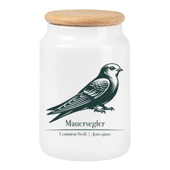 Mauersegler Silhouette | Ornithologie | Zeichnung - Keksdose mit Holzdeckel - Weiß - Vorne