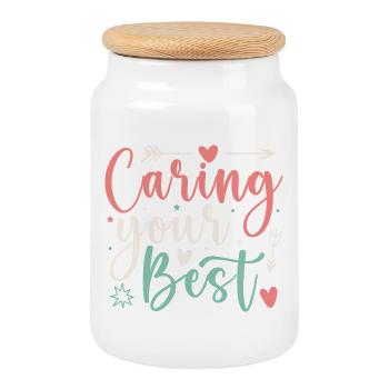 Social Worker Quote Caring Your Best Social Work - Cookie Jar with Wooden Lid - white - Front