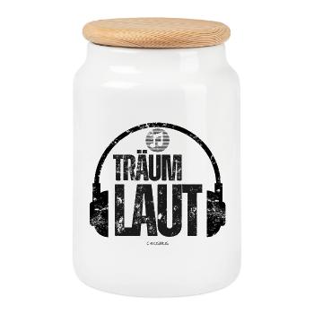 Dream Loud - Music Design for Music Fans - Cookie Jar with Wooden Lid - white - Front