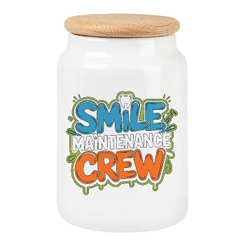 Hygiéniste orthodontique Entretien du sourire - Boîte à biscuits avec couvercle en bois - blanc - Devant