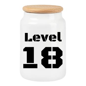 Level 18 - Cookie Jar with Wooden Lid - white - Front