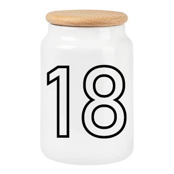 18. 18 JAHRE ALT. 18-JÄHRIGES JUBILÄUM. 18. GEBURTSTAG. - Keksdose mit Holzdeckel - Weiß - Vorne