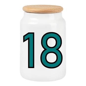 18. 18 JAHRE ALT. 18-JÄHRIGES JUBILÄUM. 18. GEBURTSTAG. - Keksdose mit Holzdeckel - Weiß - Vorne