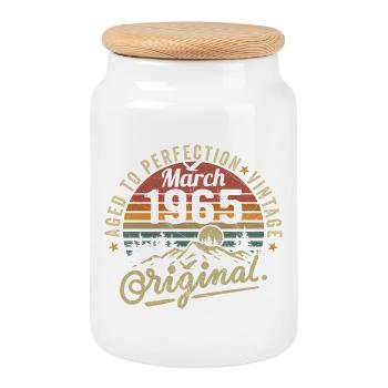 March 1965 - Cookie Jar with Wooden Lid - white - Front