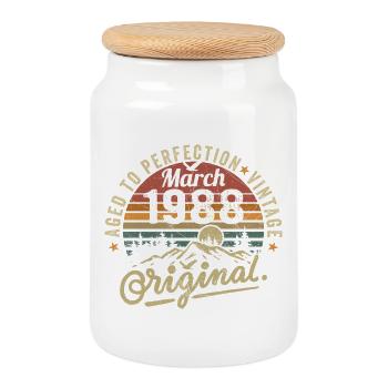 March 1988 - Cookie Jar with Wooden Lid - white - Front