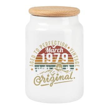 March 1979 - Cookie Jar with Wooden Lid - white - Front