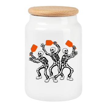 Graphique de Halloween Pickleball - Boîte à biscuits avec couvercle en bois - blanc - Devant
