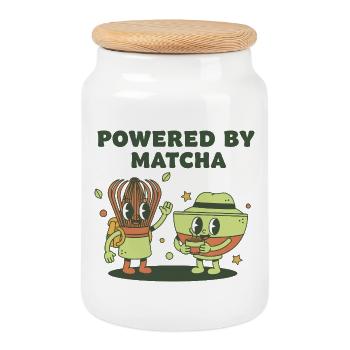 Powered By Matcha Green Tea Funny Matcha Lover - Keksdose mit Holzdeckel - Weiß - Vorne
