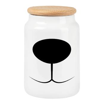 Bear nose - Cookie Jar with Wooden Lid - white - Front