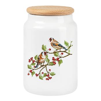 Colorful birds - Cookie Jar with Wooden Lid - white - Front