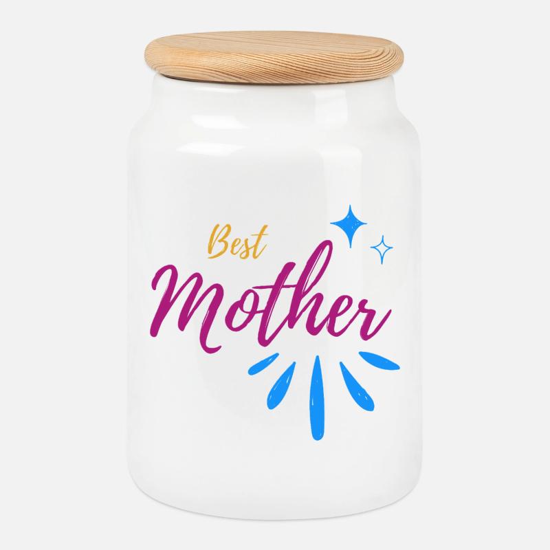 Beste Mutter Schrift mit Funkensprenkel - Keksdose mit Holzdeckel - Weiß