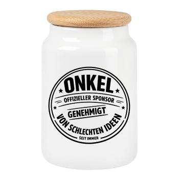 Uncle Sponsor of Bad Ideas | Funny saying - Cookie Jar with Wooden Lid - white - Front