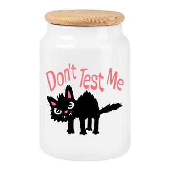 Don't Test Me Katze Frech Lustig Zitat Spruch Logo - Keksdose mit Holzdeckel - Weiß - Vorne