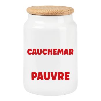 pauvre - Boîte à biscuits avec couvercle en bois - blanc - Devant