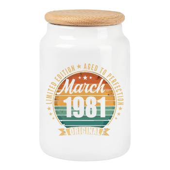 Mars 1981 Édition Limitée Retro Mars 1981 - Boîte à biscuits avec couvercle en bois - blanc - Devant