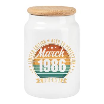 Mars 1986 Édition Limitée Retro Mars 1986 - Boîte à biscuits avec couvercle en bois - blanc - Devant