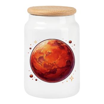 Illustration cosmique de la planète rouge sur Mars - Boîte à biscuits avec couvercle en bois - blanc - Devant