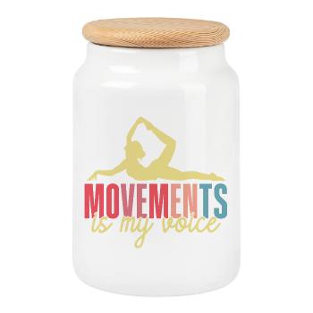 Yoga Movements Is My Voice Funny Yoga - Cookie Jar with Wooden Lid - white - Front