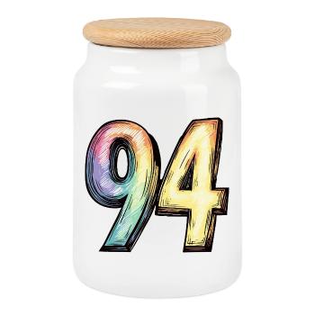 94 Number Colorful - Cookie Jar with Wooden Lid - white - Front