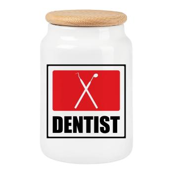 Logo Cabinet Dentaire Professionnel - Boîte à biscuits avec couvercle en bois - blanc - Devant