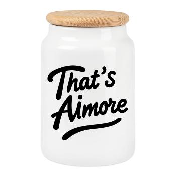 "That's AiMore" Pun Shirt - Cookie Jar with Wooden Lid - white - Front