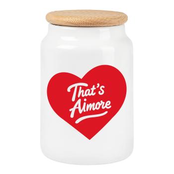 "That's Aimore" pun with heart - Cookie Jar with Wooden Lid - white - Front